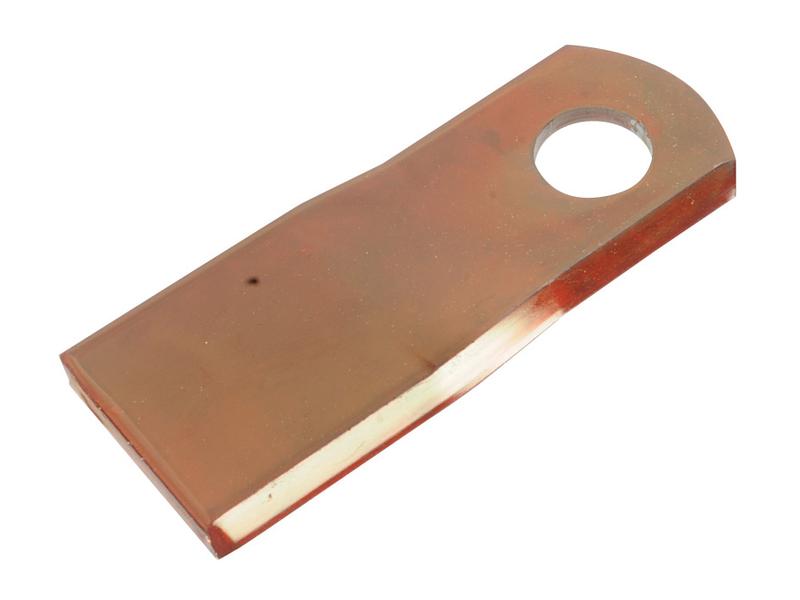 Mower Blade - Twisted blade, top edge sharp & parallel -  129 x 48x4mm - Hole Ø21mm  - LH -  Replacement for Marangon, Agram
