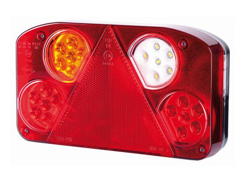 LED Rear Combination Light, Function: 6, Brake / Tail / Indicator / Fog / Reverse / Number Plate, LH, 12-24V