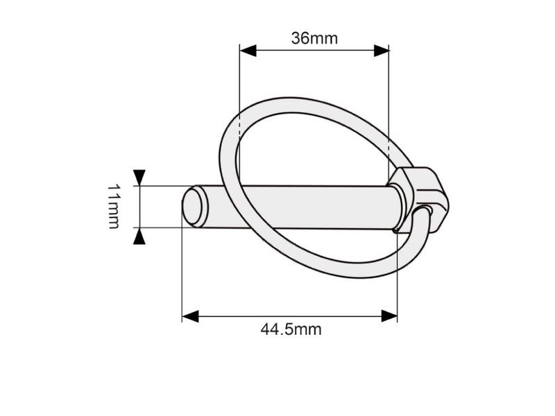 Round Linch Pin, Chain & Hook Assembly, Pin Ø11mm