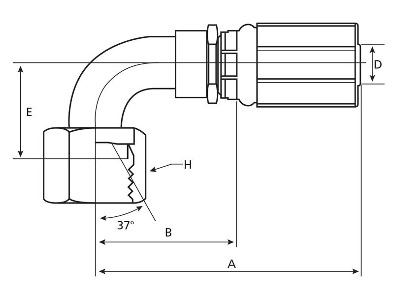 Gates JIC 37° Hose Insert 3/8'' x 3/4'''' Female 90° Swept Swivel