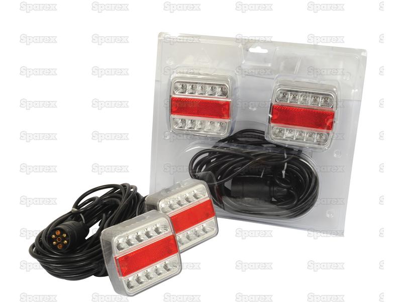 Kit d’éclairage magnétique à LED, Fonctions: 4, Stop / Position / Clignotant / Eclairage de plaque, Longueur de câble:7.5M, 12V