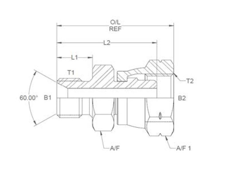 Hydraulic Adaptor 1/2'' BSP Male x M22x1.50 Metric Swivel Female