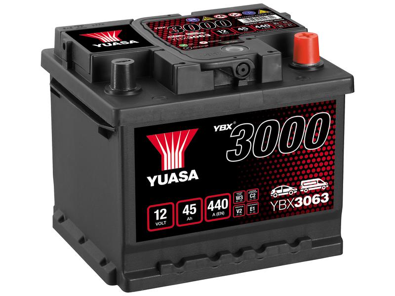 Yuasa YBX3063 12V 45Ah 440A SMF Batteri Billede 1