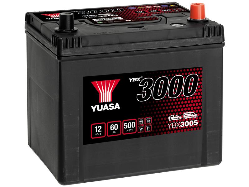 Yuasa YBX3005 12V 60Ah 450A SMF Batteri Billede 1