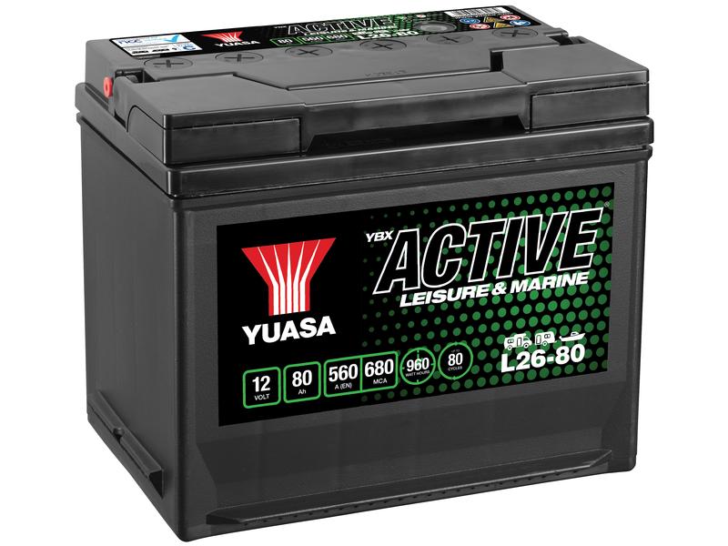Yuasa L26-80 12V 80Ah 560A Active® Leisure & Marine Batteri Billede 1