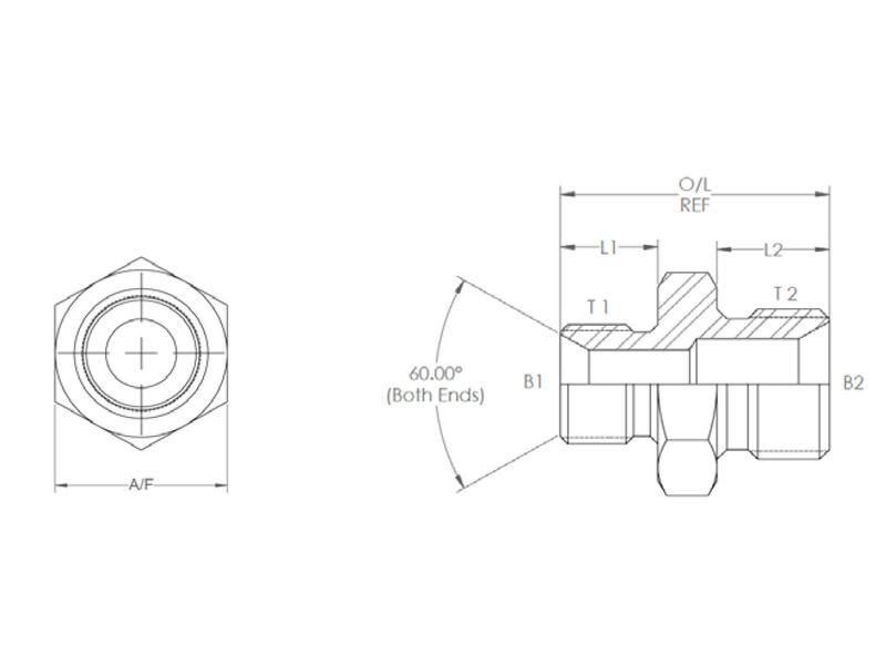 Hydraulic Adaptor 3/4'' BSP Male x 1'' BSP Male