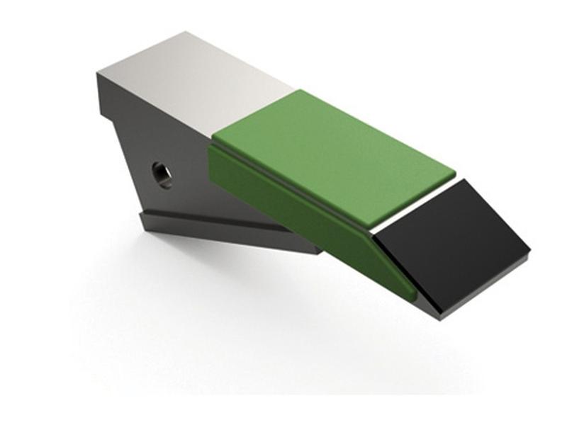 Subsoiler shoe with carbide inserts and replacement inserts. Image 1