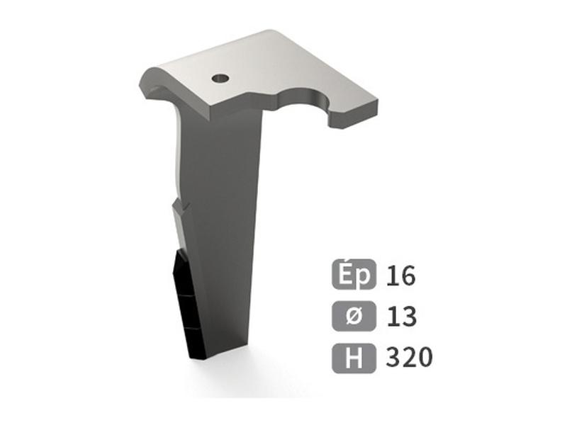 Left harrow tine, triangular carbide inserts. Image 1