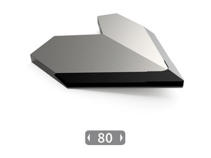 Triangular fitting with carbide inserts for weeder wing. Image 1