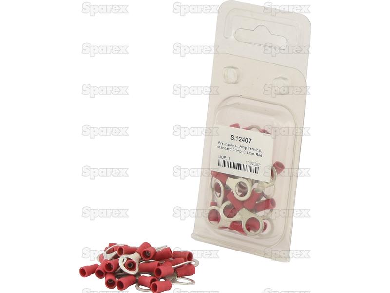 Pre Insulated Ring Terminal, Standard Grip, 8.4mm, Red (0.5 - 1.5mm) (Agripak 25 pcs.)