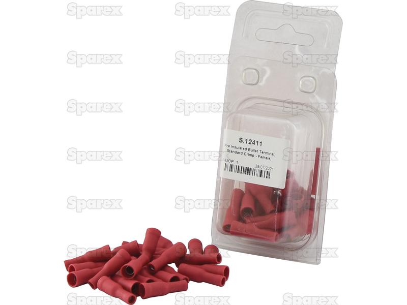 Pre Insulated Bullet Terminal, Standard Grip - Female, 4.0mm, Red (0.5 - 1.5mm) (Agripak 25 pcs.)