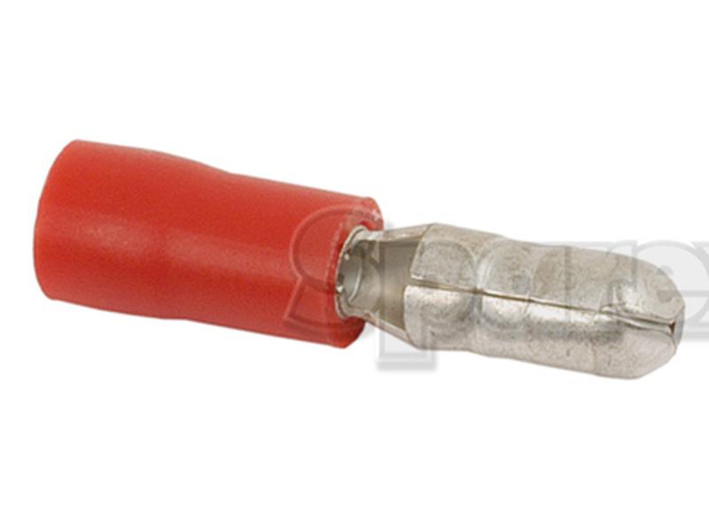 Förisolerad kabelsko rundstift, Standard Grip - Hane, 4.0mm, Röd (0.5 - 1.5mm)