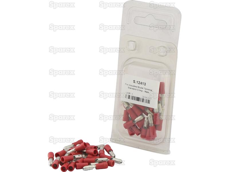 Pre Insulated Bullet Terminal, Standard Grip - Male, 4.0mm, Red (0.5 - 1.5mm) (Agripak 25 pcs.)