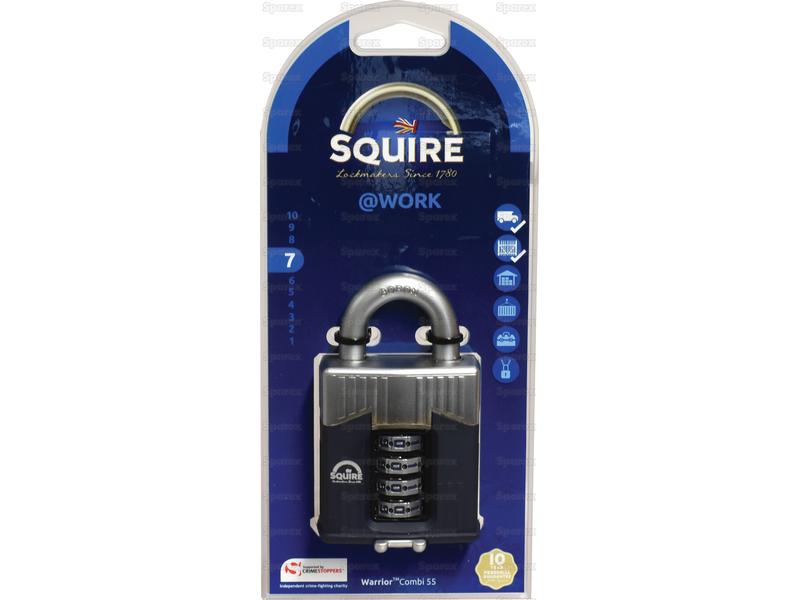 Squire 55CS COMBI Warrior Combination Padlock, Body width: 55mm (Security rating: 8) - S.129873
