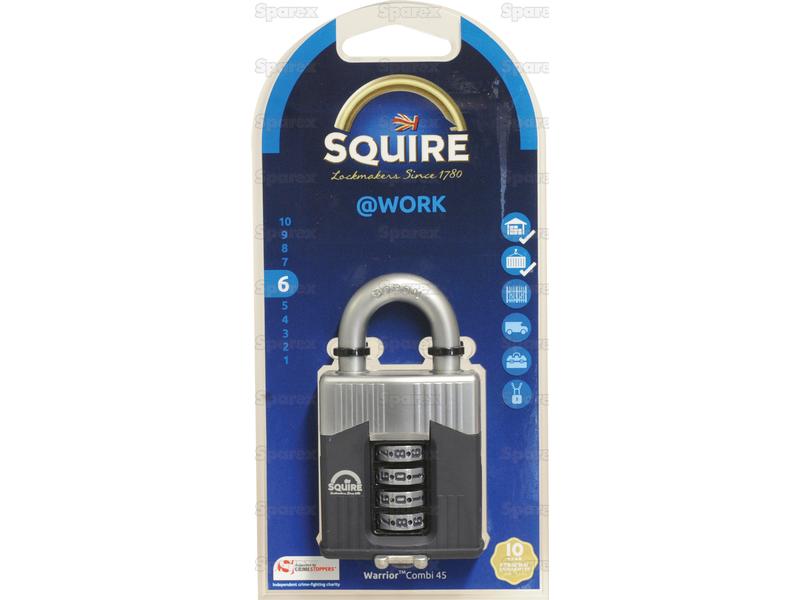 Squire 45 COMBI Warrior Combination Padlock, Body width: 45mm (Security rating: 6) - S.129882
