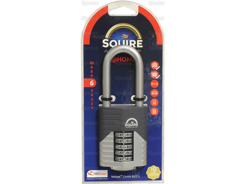Squire 60/2.5 COMBI Vulcan Combination Padlock, Body width: 60mm (Security rating: 6)