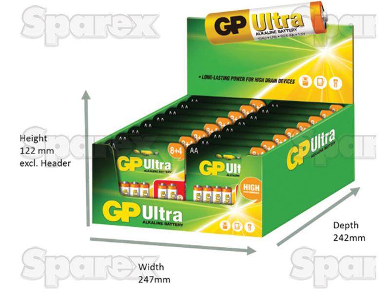 Pre-Packed Counter Display of 16 Packs of 12pcs of AA Batteries - S.129922