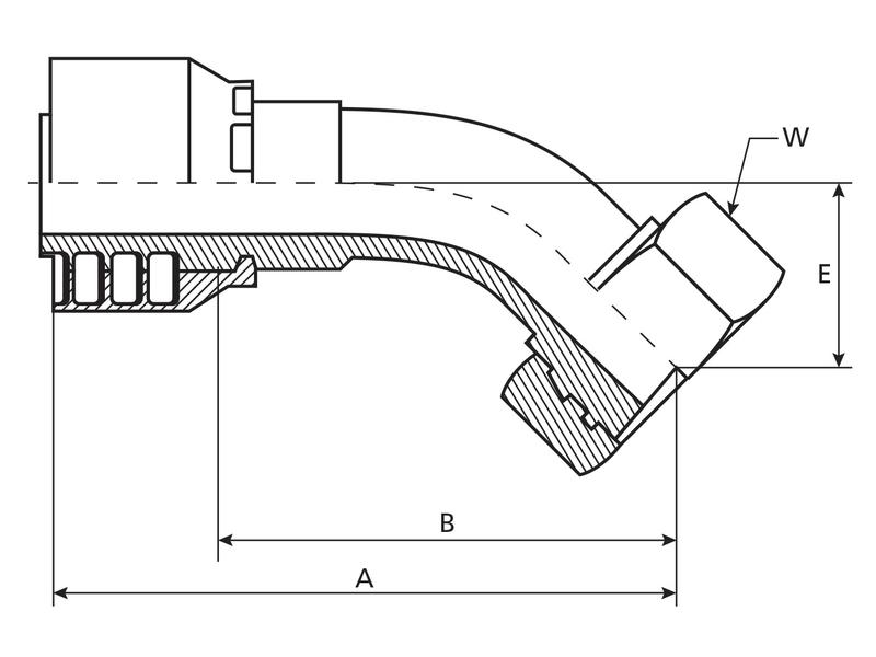 Parker Metrisch  Armatur 5/8\'\' x M26 x 2.00  Muffe 135° Pressarmatur mit Überwurfmutter Leichte Ausführung