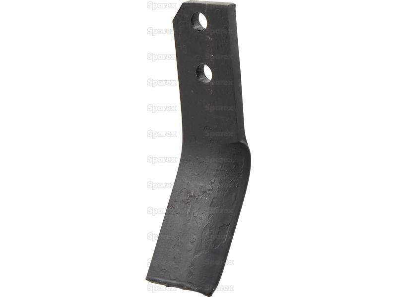 Rotavator Blade  RH 60x12mm Height:  Hole centres:  Hole Ø: 16.5mm. Replacement for Valentini