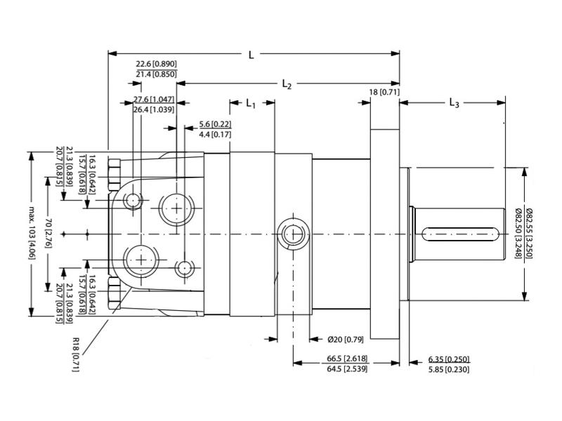 Danfoss Hydraulic Orbital Motor OMS80 80cc rev with 32mm Cylindrical Shaft