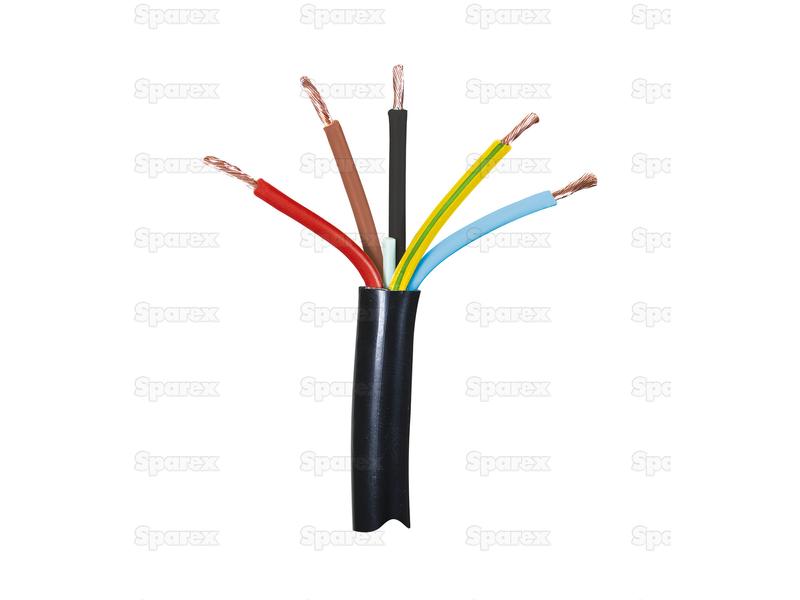 Electrical Cable - 5 Core, 1.5mm² Cable, Black (Length: 50M), () - S.139724