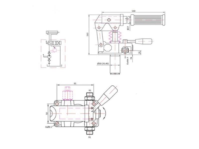 Hydraulic Hand Pump Double Acting, Displacement cm³ 12CC, Tank