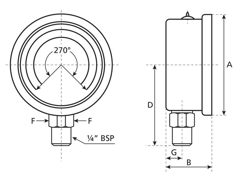 Hydraulic Pressure Gauge Ø63mm (0400 bar)