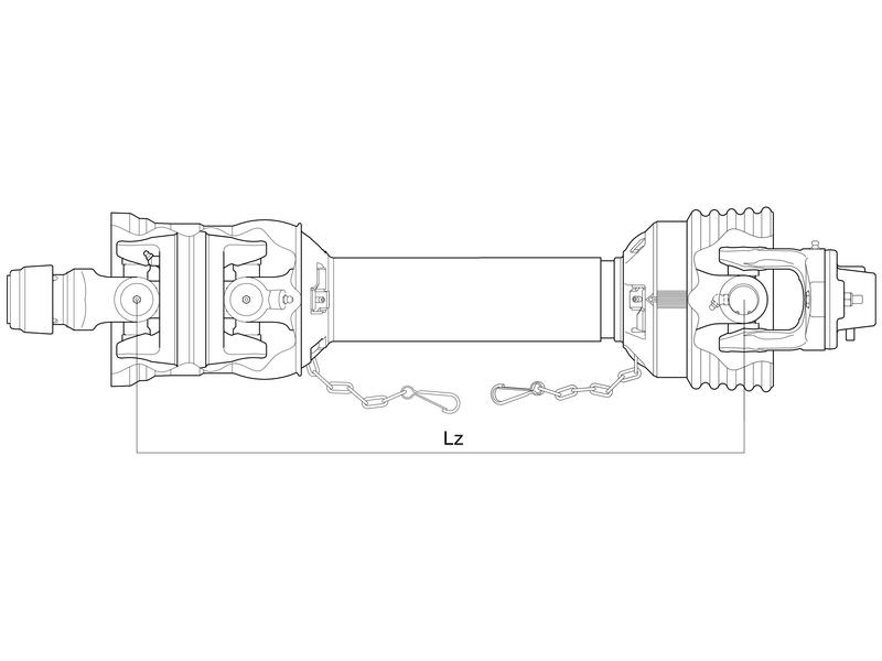 Weasler PTO Shaft - WWCV Wide Angle - one Side, (Lz) Length 910mm, 1 3/ ...