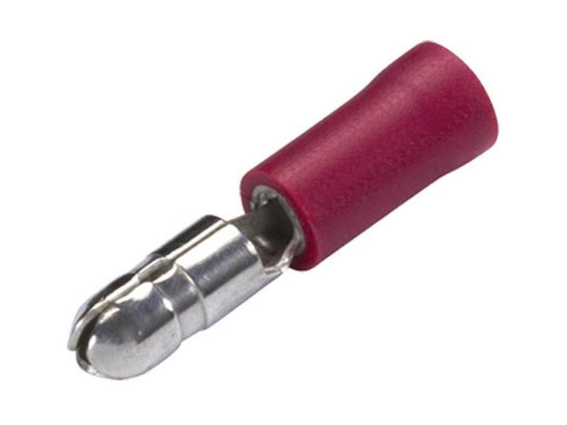 Förisolerad kabelsko rundstift, Double Grip - Hane, 4.0mm, Röd (0.5 - 1.5mm)