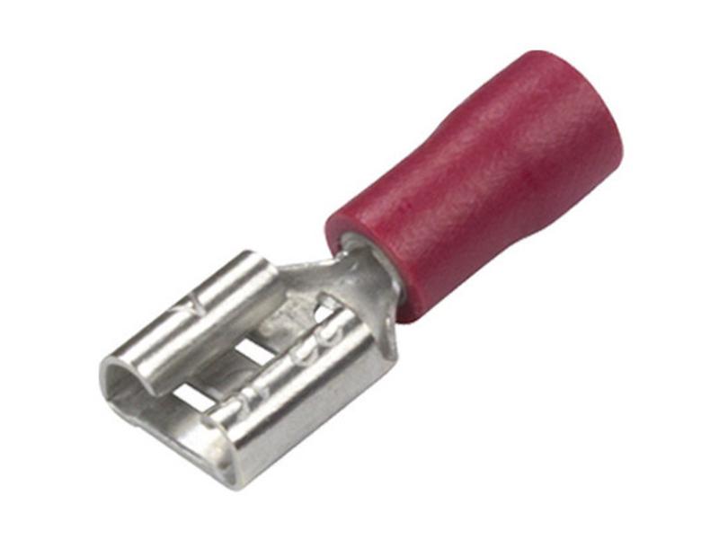 Isolert kabelsko (flat), Double Grip - Hunn, 6.3mm, Rød (0.5 - 1.5mm)