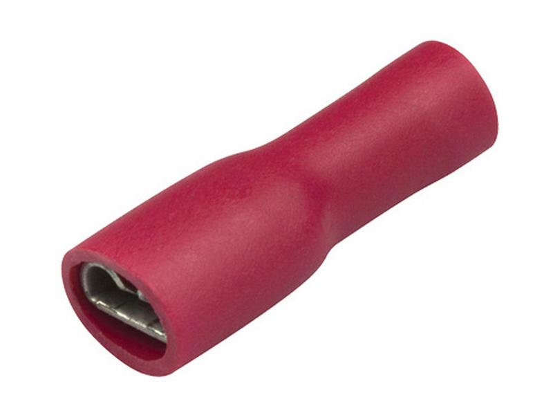 Isolert kabelsko (flat), Double Grip - Hunn, 6.3mm, Rød (0.5 - 1.5mm), (Pose