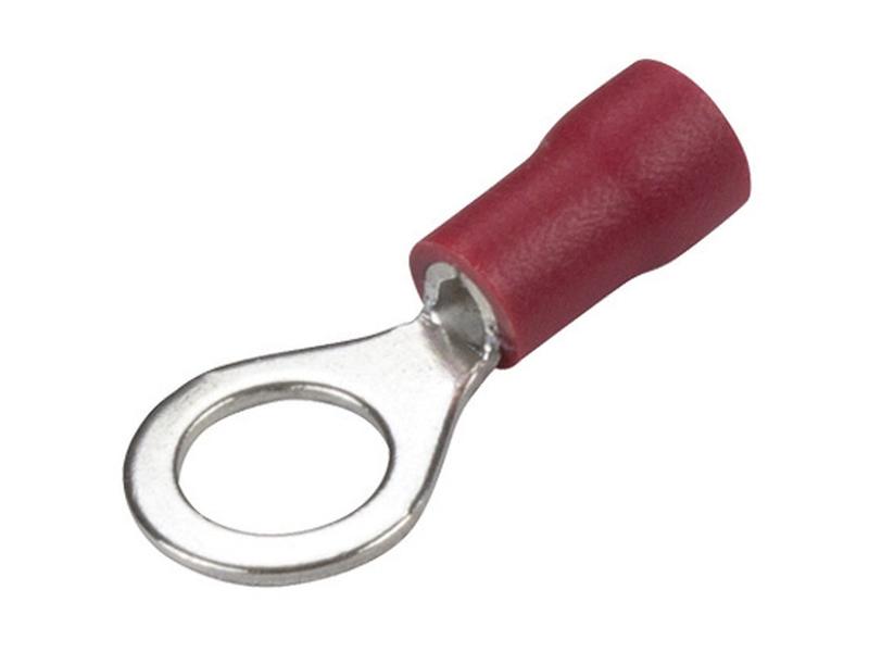 Förisolerad kabelsko ring, Double Grip, 6.4mm, Röd (0.5 - 1.5mm)