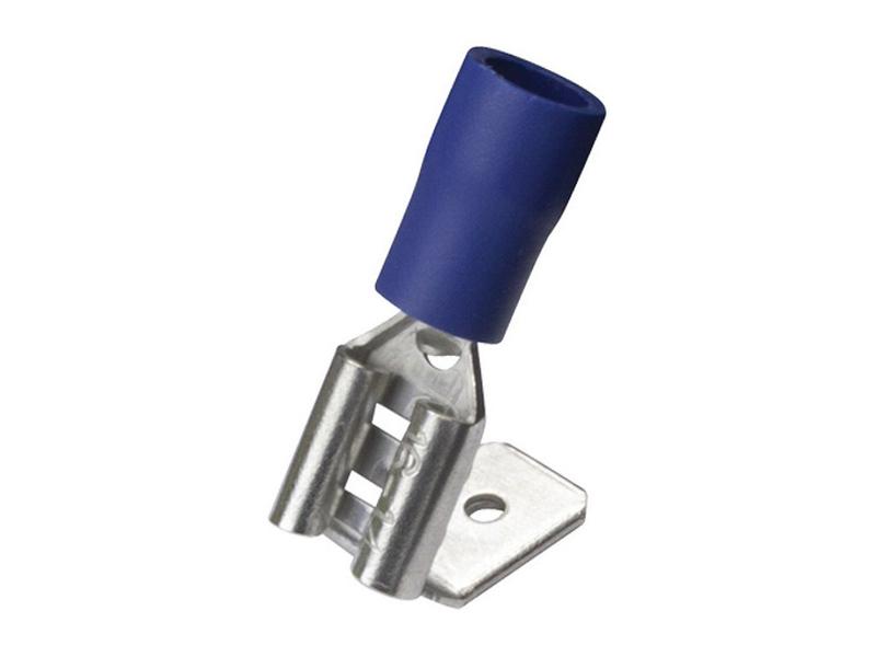 Förisolerad kabelsko spade, Double Grip - Stift av hontyp med förgrening av hantyp, 6.3mm, Blå (1.5 - 2.5mm)