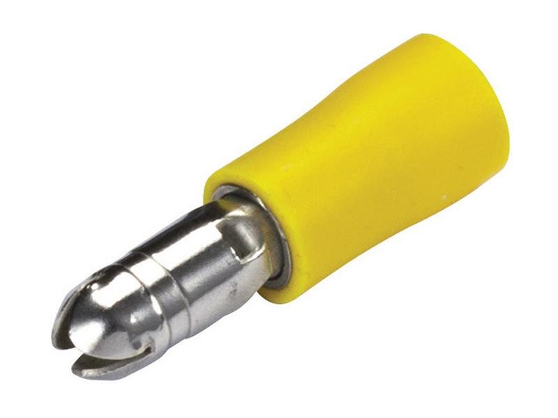 Förisolerad kabelsko rundstift, Double Grip - Hane, 5.0mm, Gul (4.0 - 6.0mm)