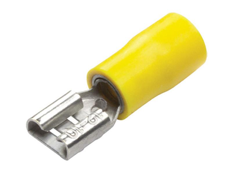 Pre Insulated Spade Terminal, Double Grip - Female, 6.3mm, Yellow (4.0 - 6.0mm)