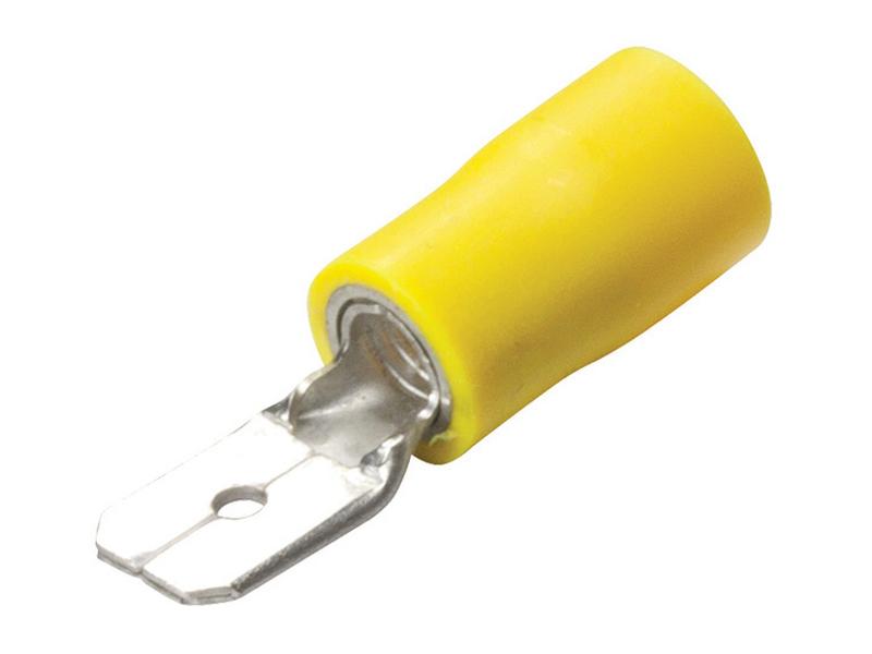 Pre Insulated Spade Terminal, Double Grip - Male, 6.3mm, Yellow (4.0 - 6.0mm)