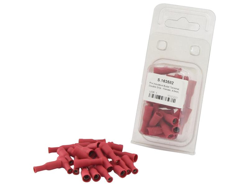 Pre Insulated Bullet Terminal, Double Grip - Female, 4.0mm, Red (0.5 - 1.5mm) (Agripak 25 pcs.)