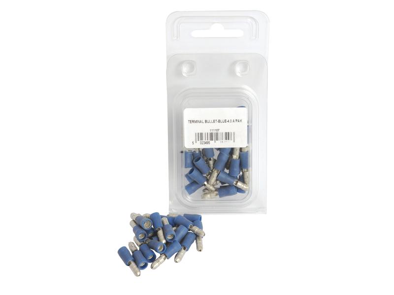 Pre Insulated Bullet Terminal, Double Grip - Male, 4.0mm, Blue (1.5 - 2.5mm) (Agripak 25 pcs.)