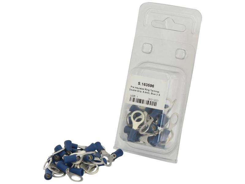 Pre Insulated Ring Terminal, Double Grip, 8.4mm, Blue (1.5 - 2.5mm) (Agripak 25 pcs.)