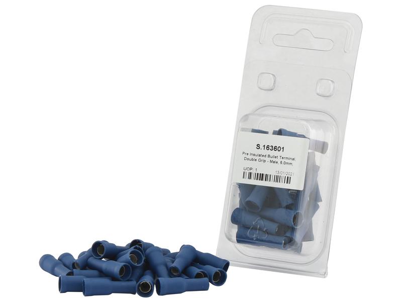 Pre Insulated Bullet Terminal, Double Grip - Male, 5.0mm, Blue (1.5 - 2.5mm) (Agripak 25 pcs.)