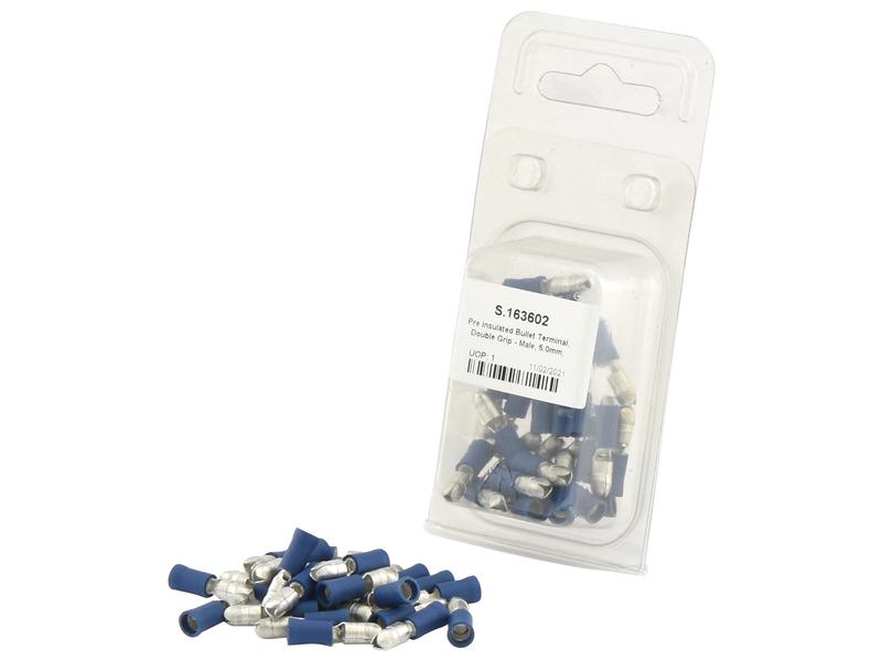 Pre Insulated Bullet Terminal, Double Grip - Male, 5.0mm, Blue (1.5 - 2.5mm) (Agripak 25 pcs.)