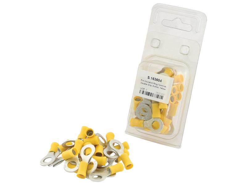 Pre Insulated Ring Terminal, Double Grip, 8.4mm, Yellow (4.0 - 6.0mm) (Agripak 25 pcs.)