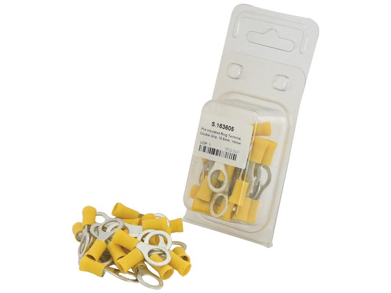 Pre Insulated Ring Terminal, Double Grip, 10.5mm, Yellow (4.0 - 6.0mm) (Agripak 25 pcs.)