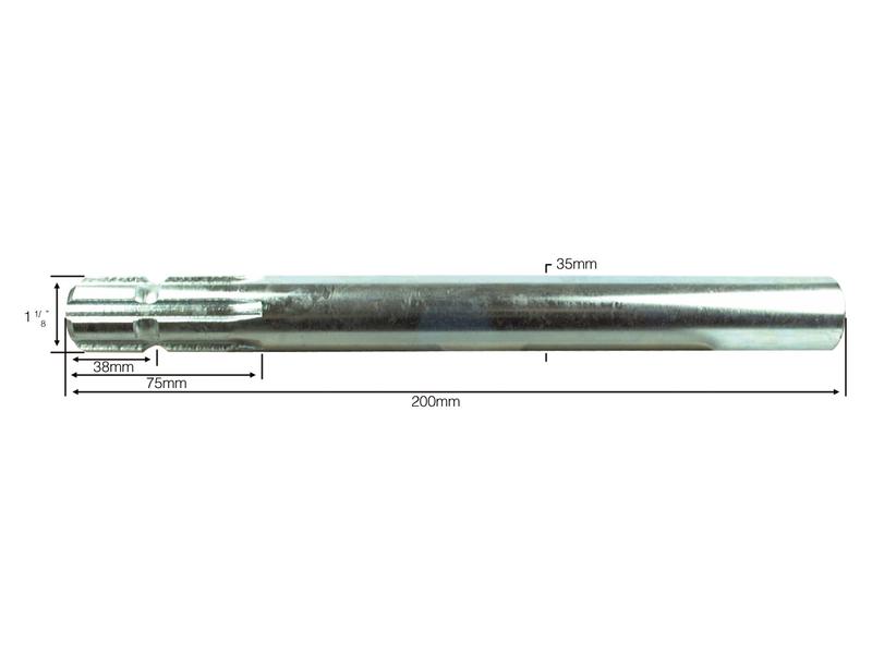 PTO Splined Shaft One End 1 3/8'' 6 Spline, Length 200mm