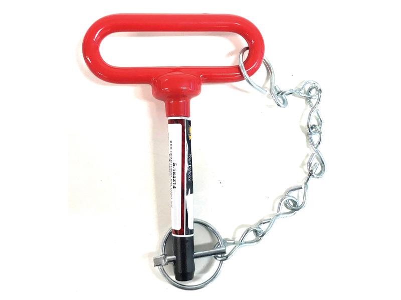 Red Handle Hitch Pin with Chain & Linch Pin 1/2x92mm Image 1