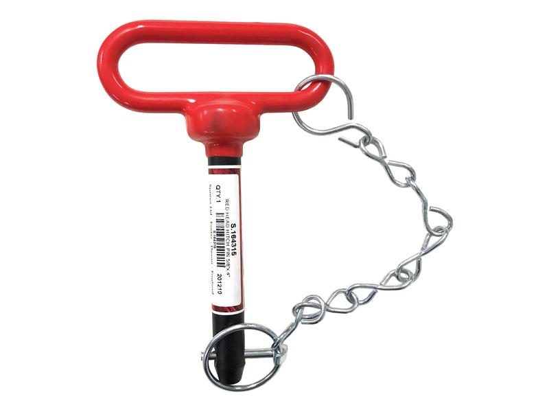 Red Handle Hitch Pin with Chain & Linch Pin 5/8x101.6mm Image 1