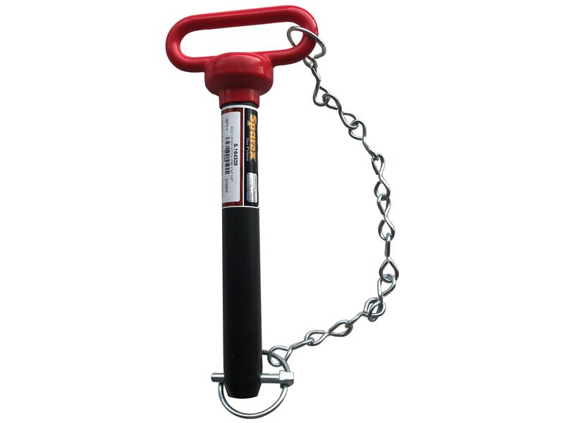 Red Handle Hitch Pin with Chain & Linch Pin 1x190.5mm Image 1