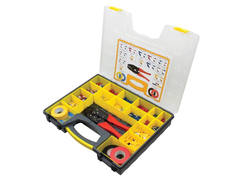 Pre Insulated Terminal Kit with Crimp Tool, Double Grip Assorted (Carry Case 525 pcs.)