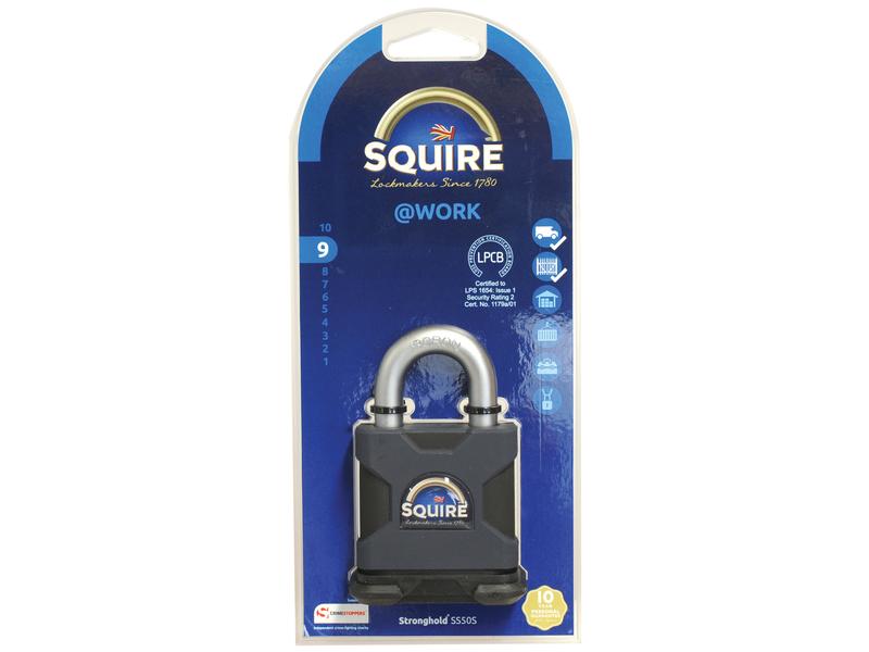 Squire Stronghold Padlock - Key Alike - Hardened Acero, Anchura del cuerpo: 50mm (Clasificación de seguridad: 9)