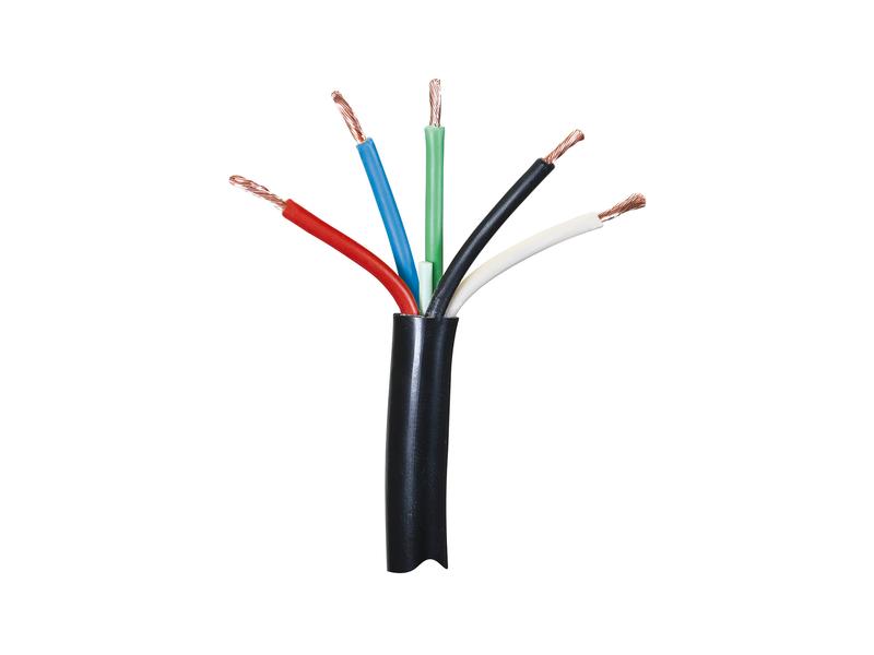 Elektrische kabel - 5 aderig, 1.5mm² Kabeldikte, Zwart (Lengte: 5M), (Agripak)